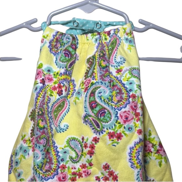 Baby Starters Yellow Paisley Print Open Back Halter Ruffle Butt Romper 9 Months - Picture 2 of 9
